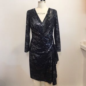 David Meister Sequin Wrap Dress